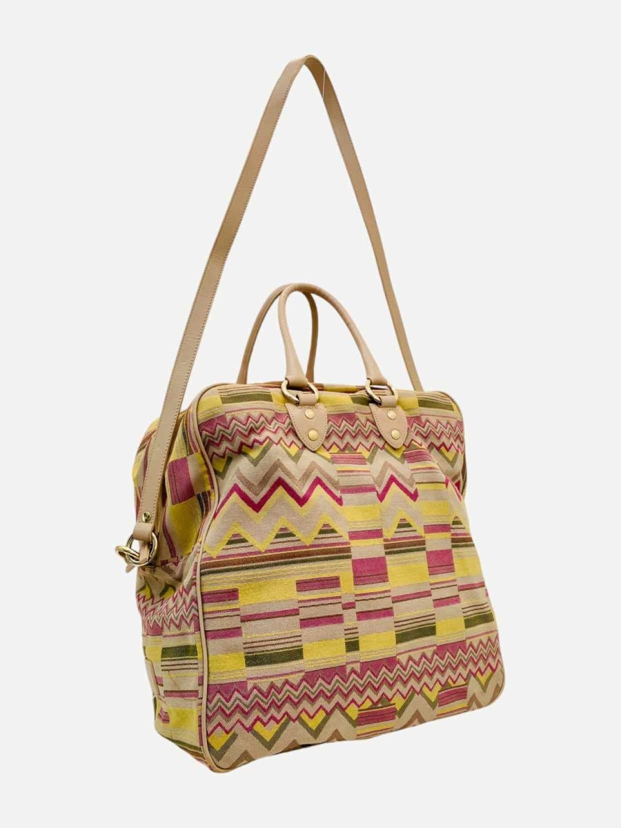 Pre - loved M MISSONI Canvas Beige Multicolor Zigzag Tote Bag at Reems Closet