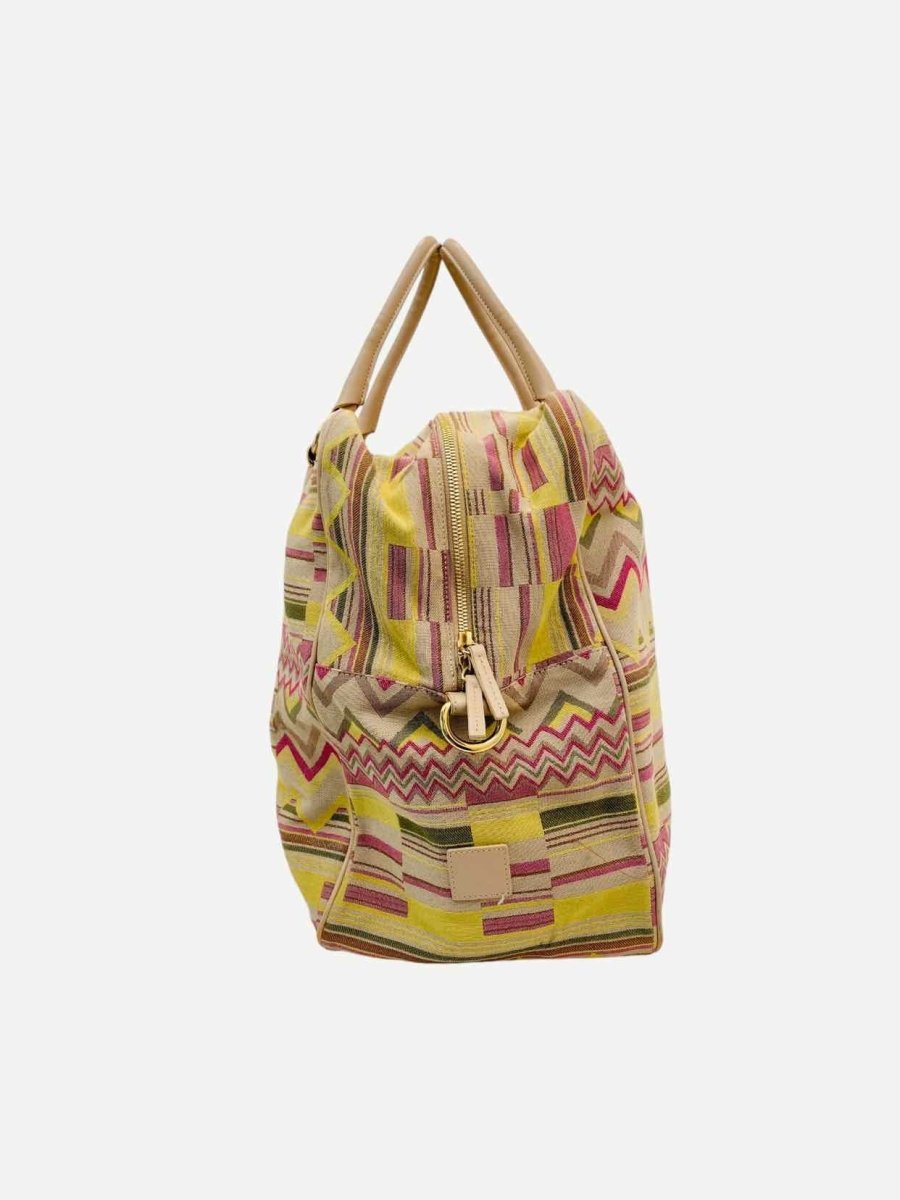 Pre - loved M MISSONI Canvas Beige Multicolor Zigzag Tote Bag at Reems Closet