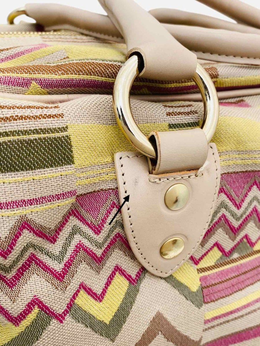 Pre - loved M MISSONI Canvas Beige Multicolor Zigzag Tote Bag at Reems Closet