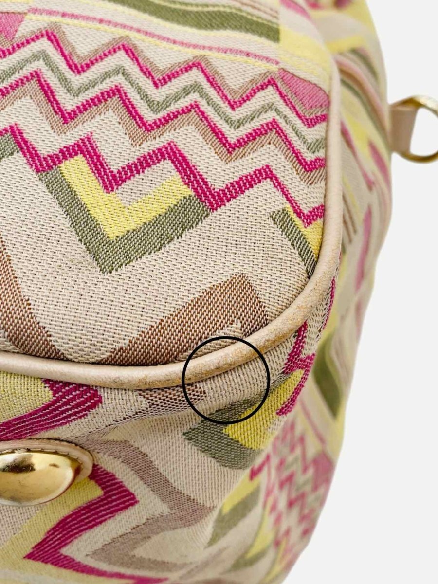 Pre - loved M MISSONI Canvas Beige Multicolor Zigzag Tote Bag at Reems Closet