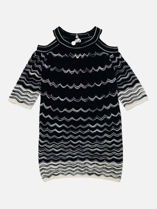 Pre - loved M MISSONI Cutout Black & White Wave Top at Reems Closet