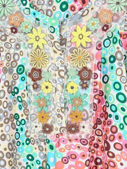 Pre - loved M MISSONI Embroidered Multicolor Size US 4 Short Dress at Reems Closet