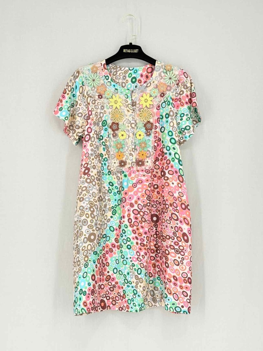 Pre - loved M MISSONI Embroidered Multicolor Size US 4 Short Dress at Reems Closet