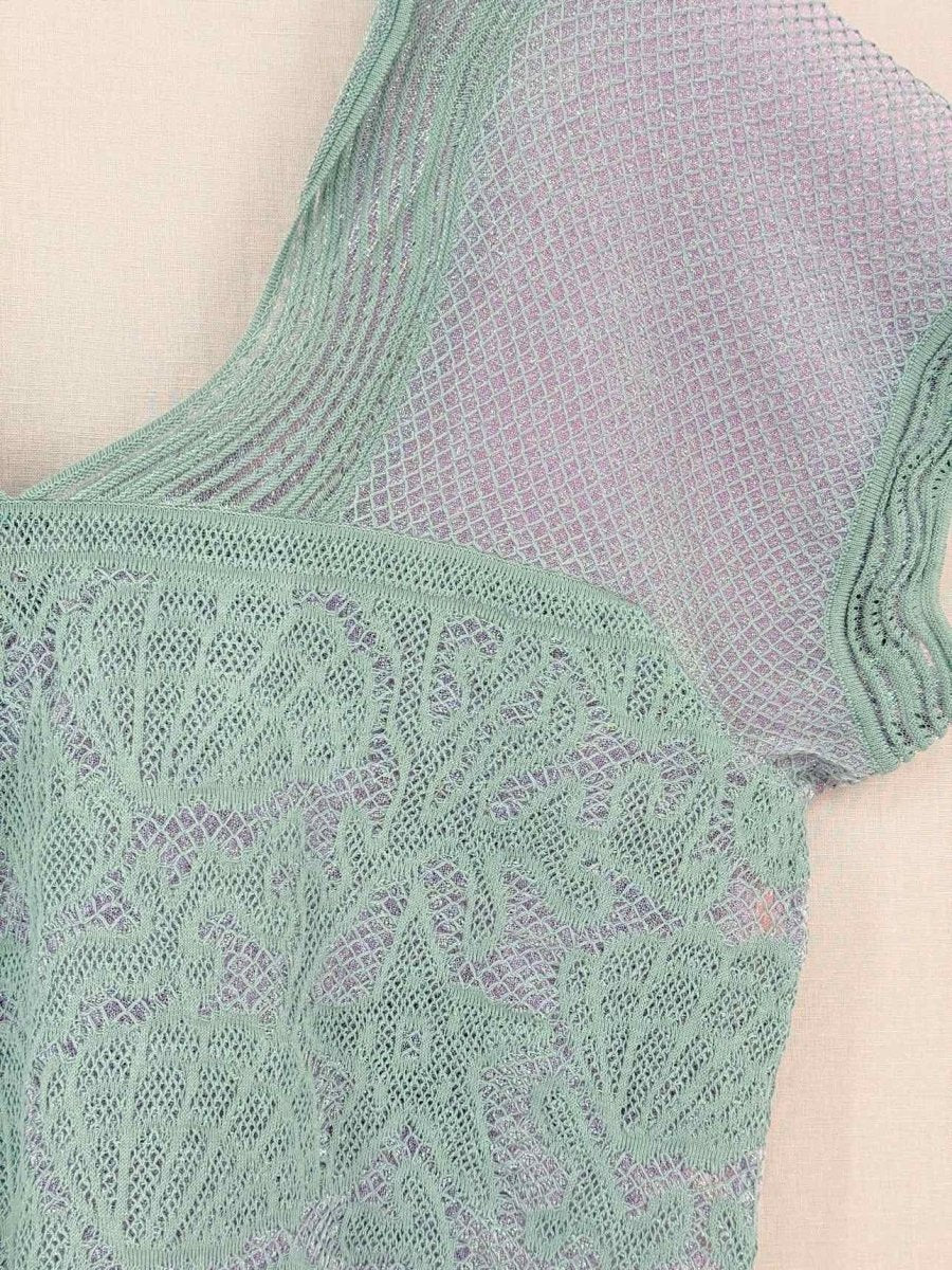 Pre-loved M MISSONI Green w/ Pink Sparkling Size US 8 Top at Reems Closet