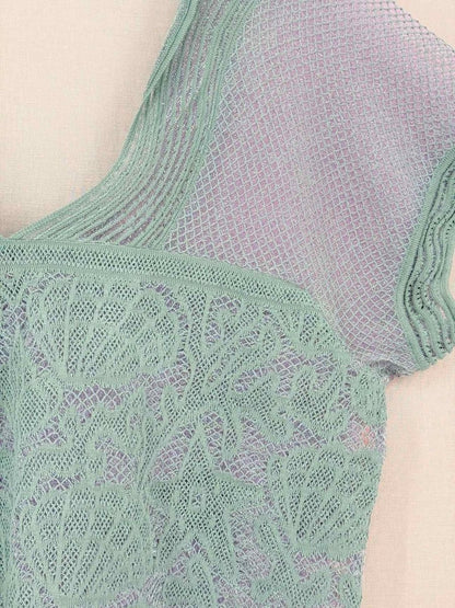 Pre-loved M MISSONI Green w/ Pink Sparkling Size US 8 Top at Reems Closet