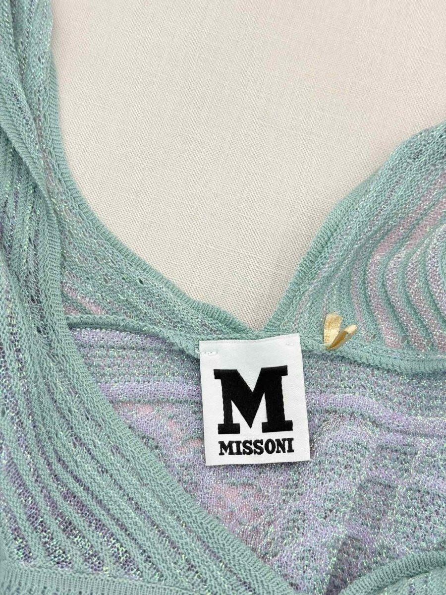 Pre-loved M MISSONI Green w/ Pink Sparkling Size US 8 Top at Reems Closet