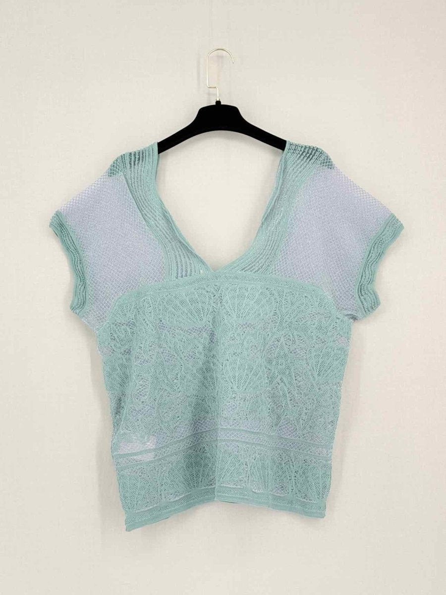Pre-loved M MISSONI Green w/ Pink Sparkling Size US 8 Top at Reems Closet