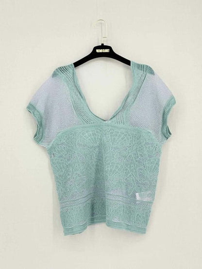 Pre-loved M MISSONI Green w/ Pink Sparkling Size US 8 Top at Reems Closet