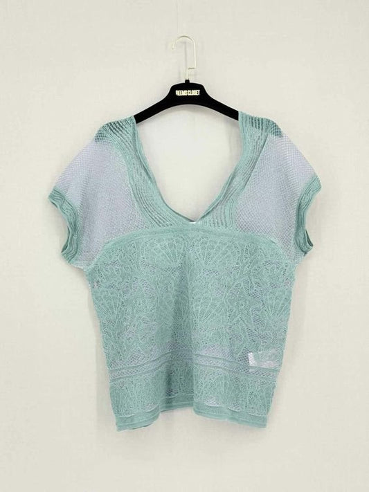 Pre-loved M MISSONI Green w/ Pink Sparkling Size US 8 Top at Reems Closet