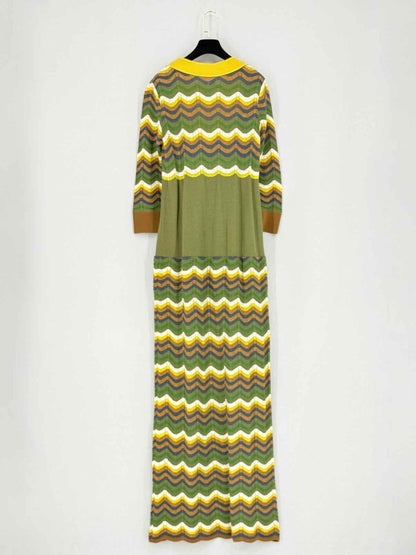 Pre-loved M MISSONI Khaki Multicolor Wavy Size US 6 Long Dress at Reems Closet