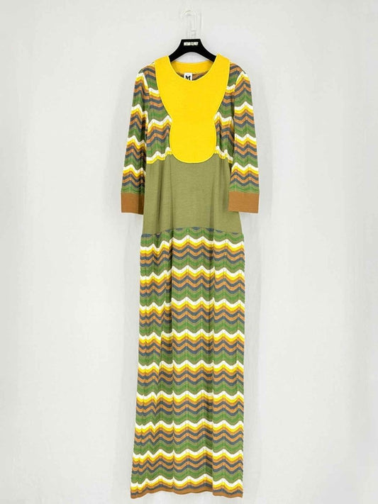 Pre - loved M MISSONI Khaki Multicolor Wavy Size US 6 Long Dress at Reems Closet
