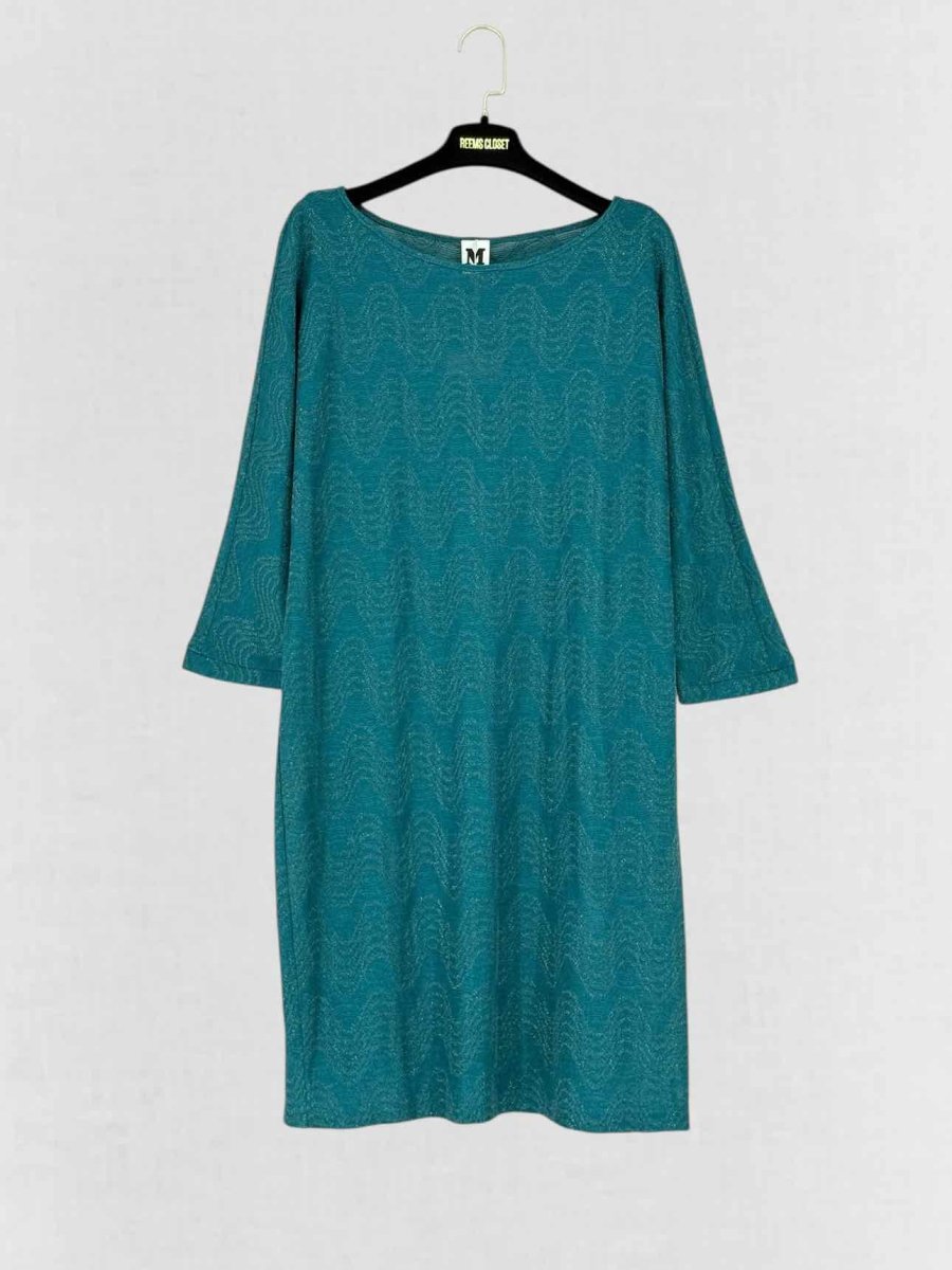 Pre - loved M MISSONI Metallic Blue Size Medium Knee Length Dress at Reems Closet
