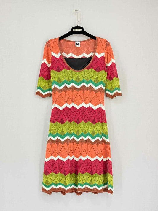 Pre-loved M MISSONI Orange Multicolor Size US 6 Knee Length Dress at Reems Closet