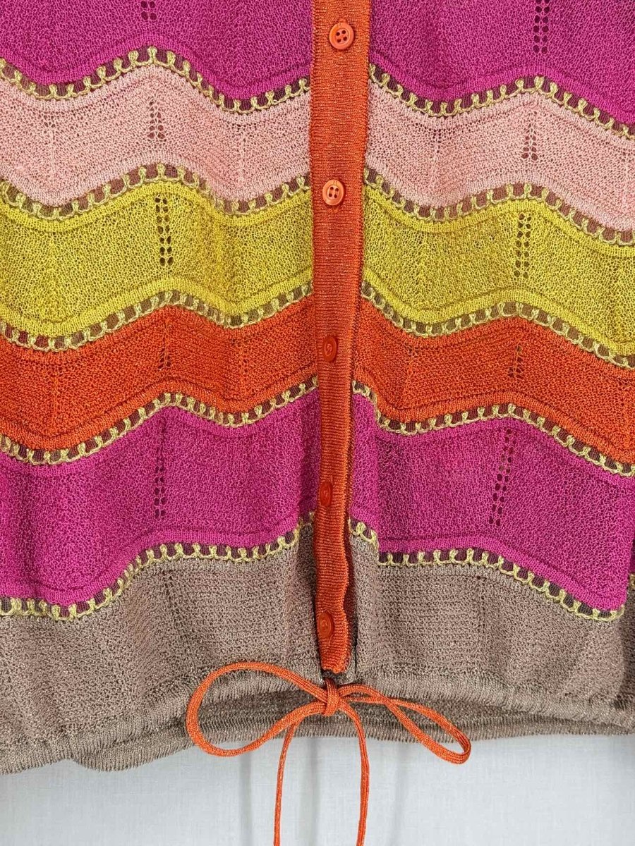 Pre-loved M MISSONI Pink Multicolor Chevron Size US 8 Cardigan at Reems Closet