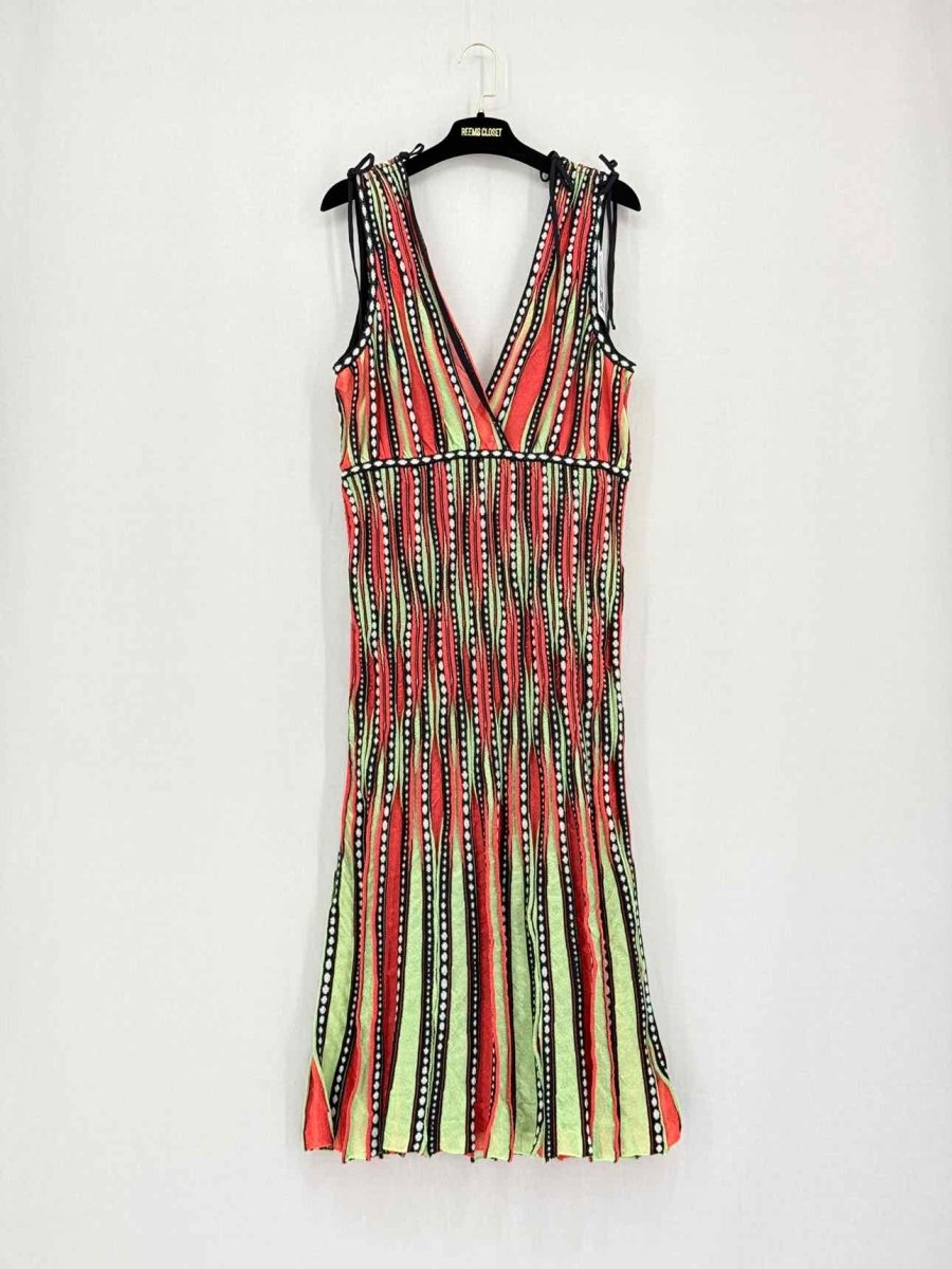 Pre-loved M MISSONI Red Multicolor Striped Size US 12 Midi Dress at Reems Closet