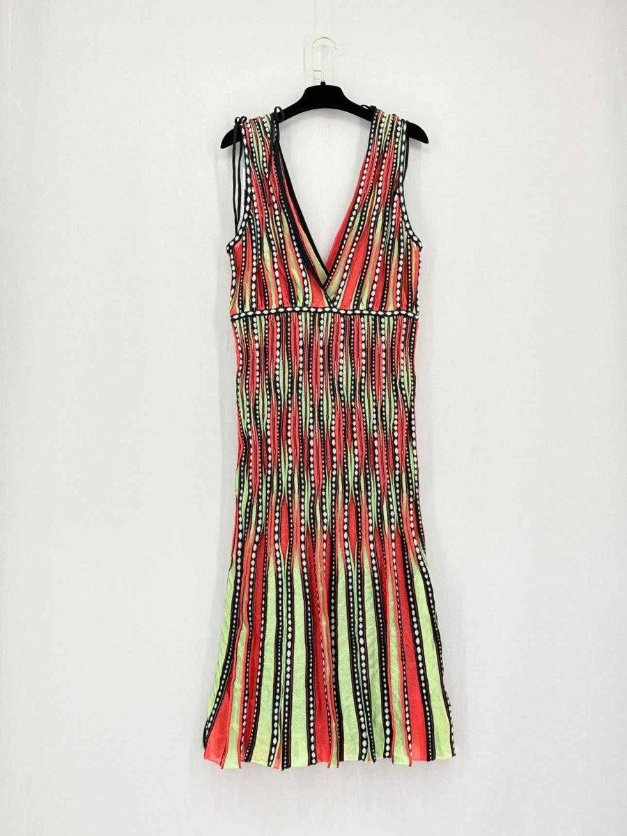 Pre-loved M MISSONI Red Multicolor Striped Size US 12 Midi Dress at Reems Closet