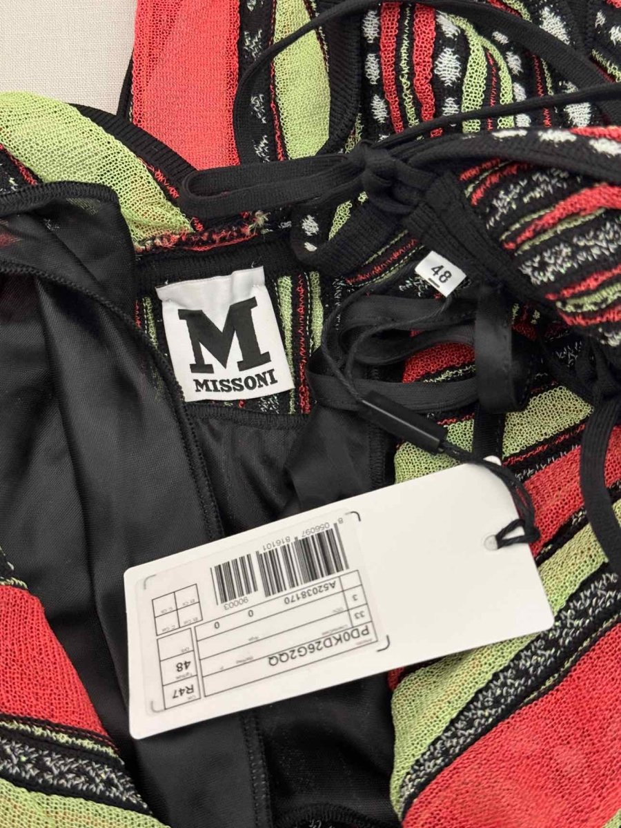 Pre-loved M MISSONI Red Multicolor Striped Size US 12 Midi Dress at Reems Closet