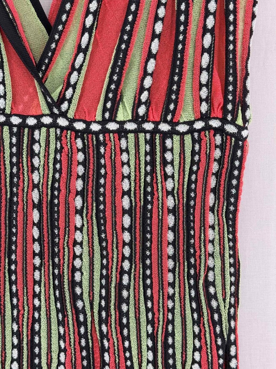 Pre-loved M MISSONI Red Multicolor Striped Size US 12 Midi Dress at Reems Closet