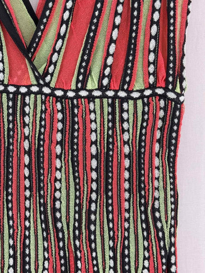 Pre-loved M MISSONI Red Multicolor Striped Size US 12 Midi Dress at Reems Closet