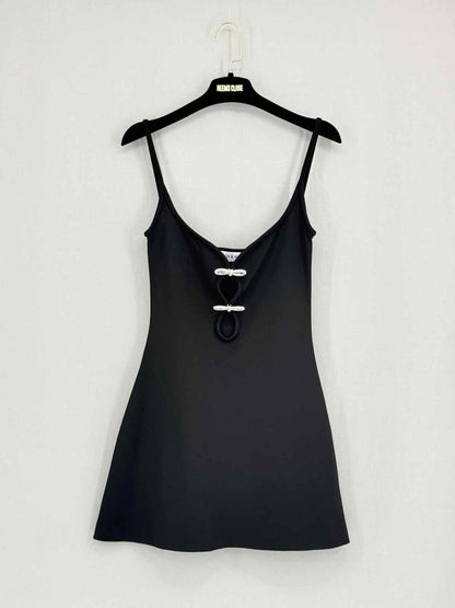 Pre - loved MACH & MACH Crystal Bow Black Size US 6 Short Dress at Reems Closet