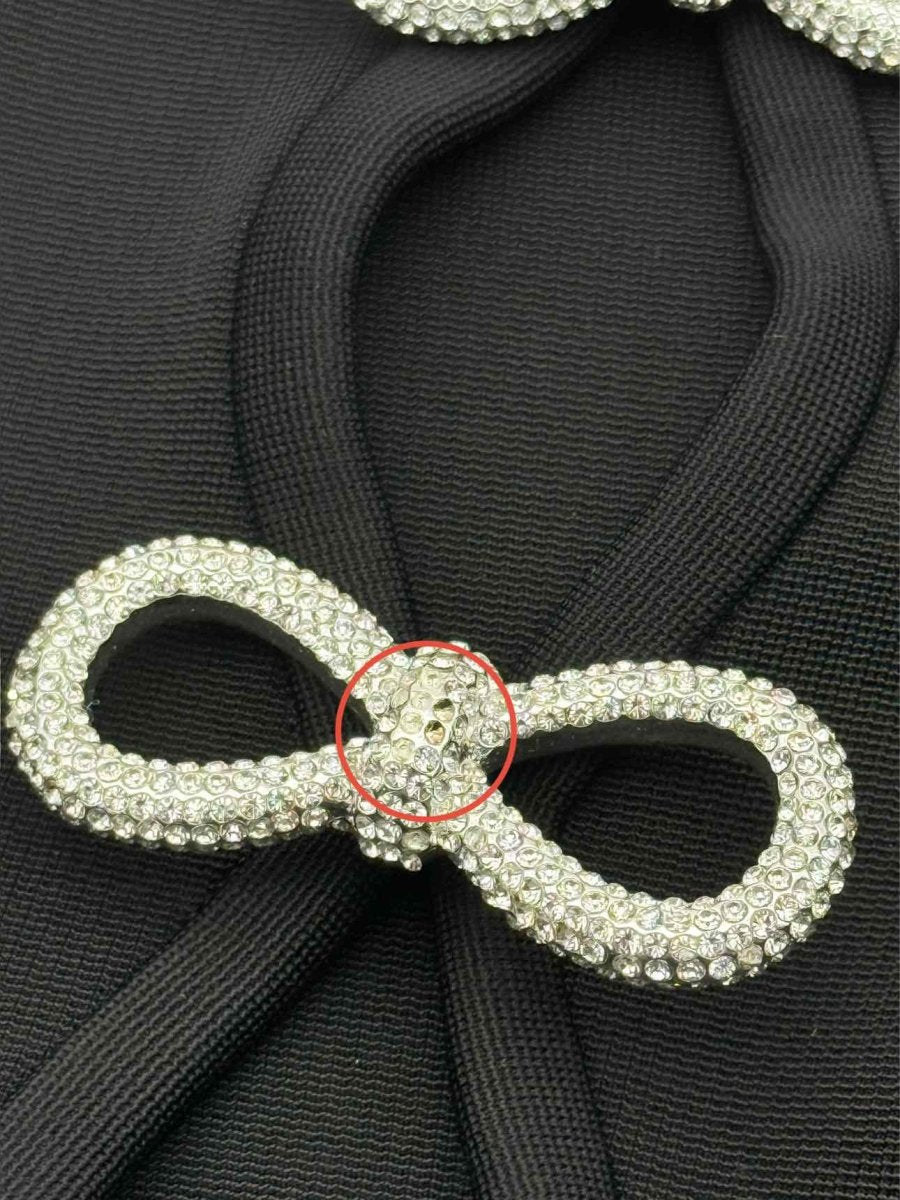 Pre - loved MACH & MACH Crystal Bow Black Size US 6 Short Dress at Reems Closet