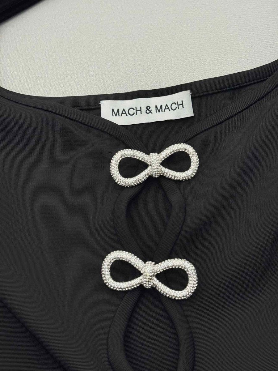 Pre - loved MACH & MACH Crystal Bow Black Size US 6 Short Dress at Reems Closet