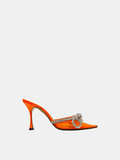 Pre - loved MACH & MACH Double Bow Orange Mules at Reems Closet