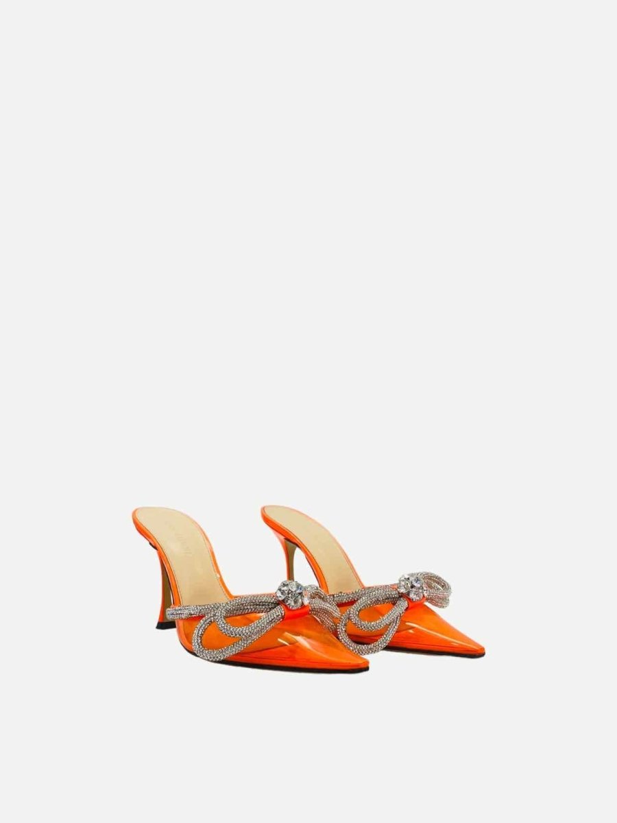Pre - loved MACH & MACH Double Bow Orange Size EU 38.5 Mules at Reems Closet