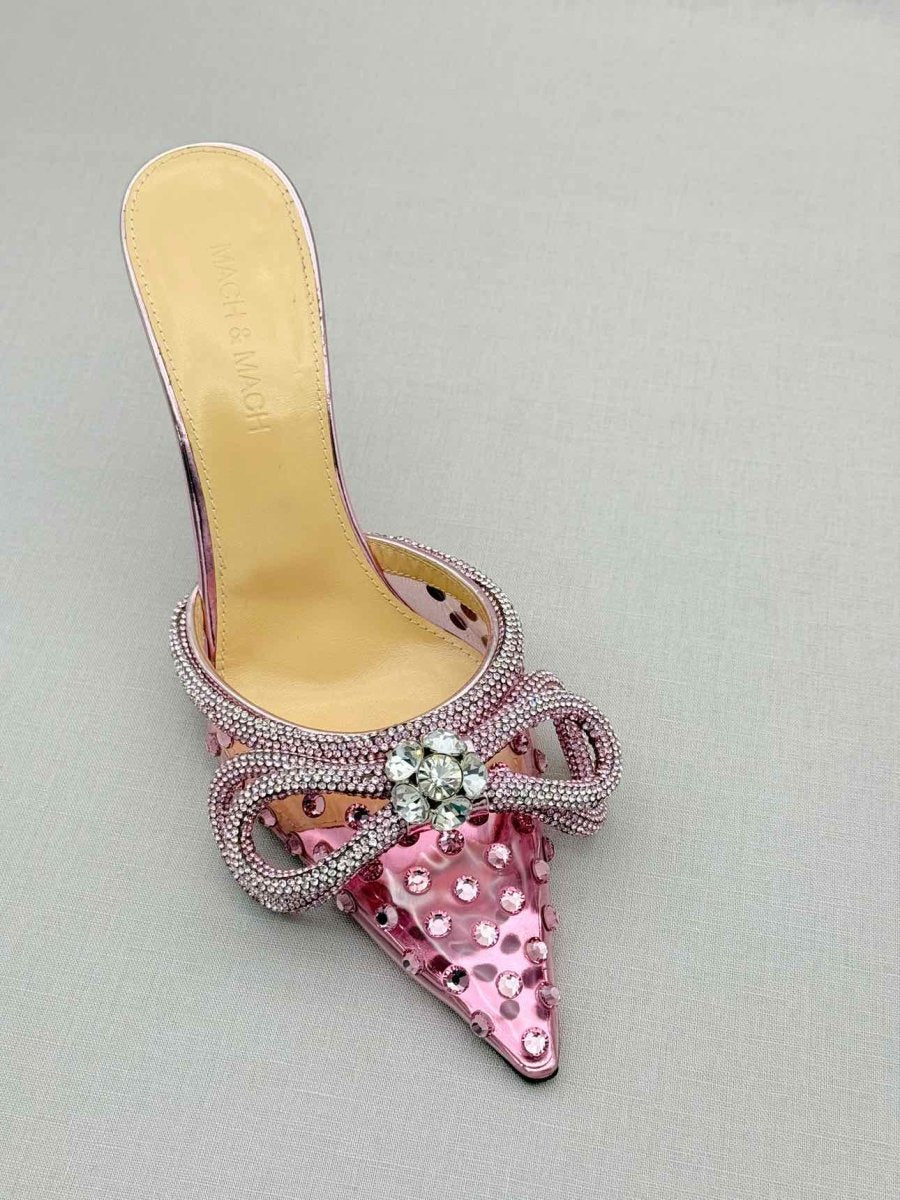 Pre - loved MACH & MACH Double Bow Pink Size EU 36.5 Mules at Reems Closet