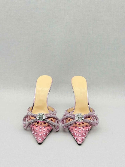Pre - loved MACH & MACH Double Bow Pink Size EU 36.5 Mules at Reems Closet
