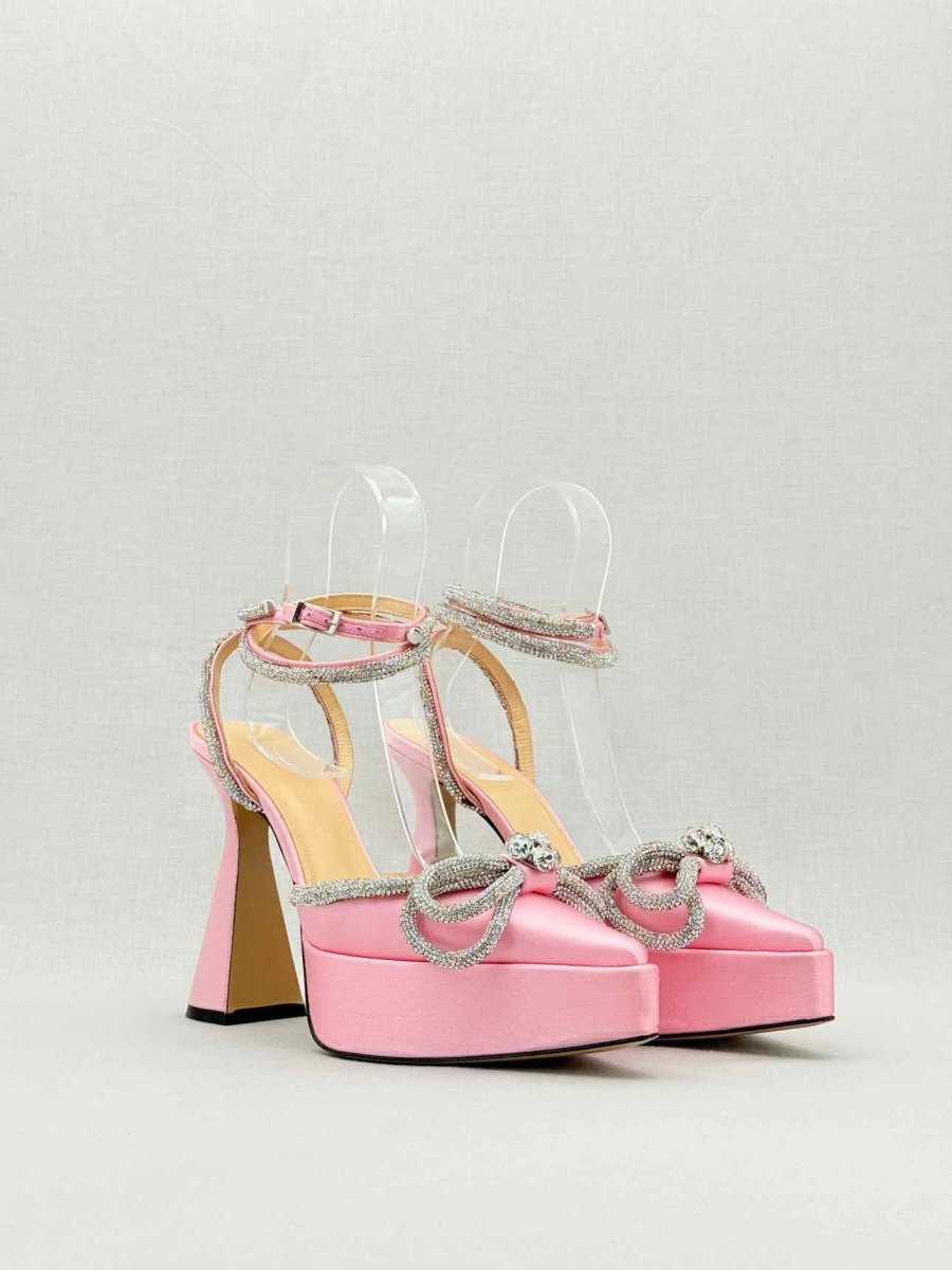 Pre - loved MACH & MACH Double Bow Pink Size EU 38 Heeled Sandals at Reems Closet