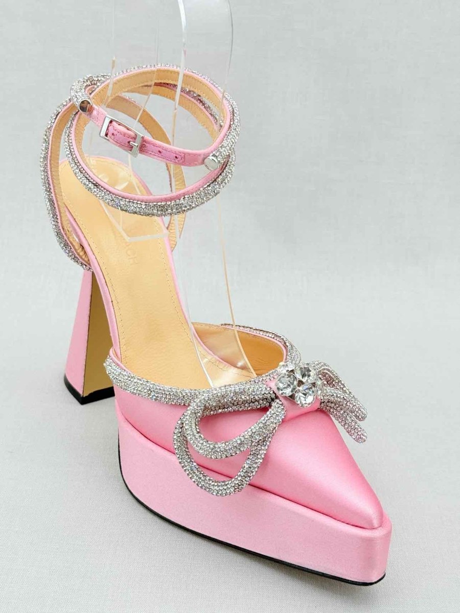 Pre - loved MACH & MACH Double Bow Pink Size EU 38 Heeled Sandals at Reems Closet