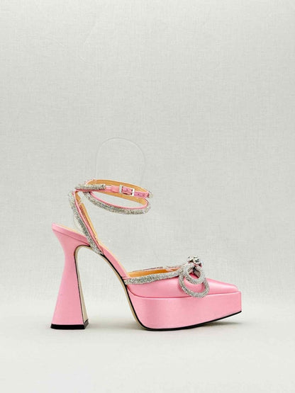 Pre - loved MACH & MACH Double Bow Pink Size EU 38 Heeled Sandals at Reems Closet