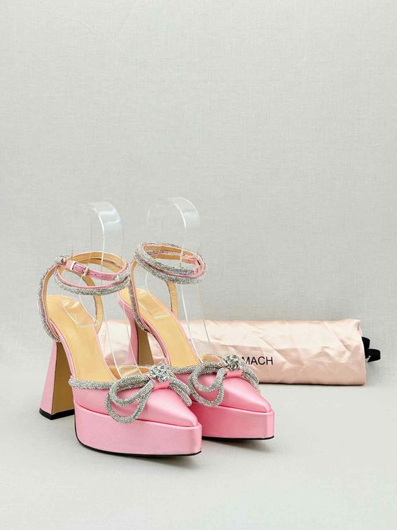 Pre - loved MACH & MACH Double Bow Pink Size EU 38 Heeled Sandals at Reems Closet