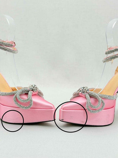 Pre - loved MACH & MACH Double Bow Pink Size EU 38 Heeled Sandals at Reems Closet