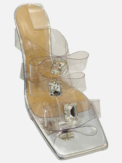 Pre - loved MACH & MACH French Transparent Triple Bow Mules at Reems Closet