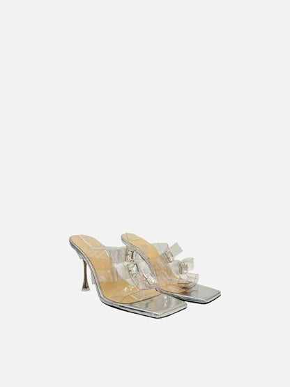 Pre - loved MACH & MACH French Transparent Triple Bow Mules at Reems Closet