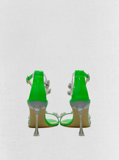 Pre - loved MACH & MACH Green Bow Size EU 38.5 Heeled Sandals at Reems Closet