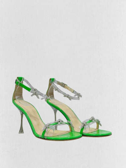 Pre - loved MACH & MACH Green Bow Size EU 38.5 Heeled Sandals at Reems Closet