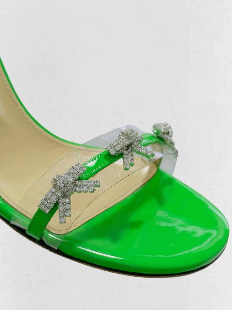 Pre - loved MACH & MACH Green Bow Size EU 38.5 Heeled Sandals at Reems Closet