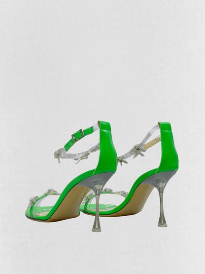 Pre - loved MACH & MACH Green Bow Size EU 38.5 Heeled Sandals at Reems Closet