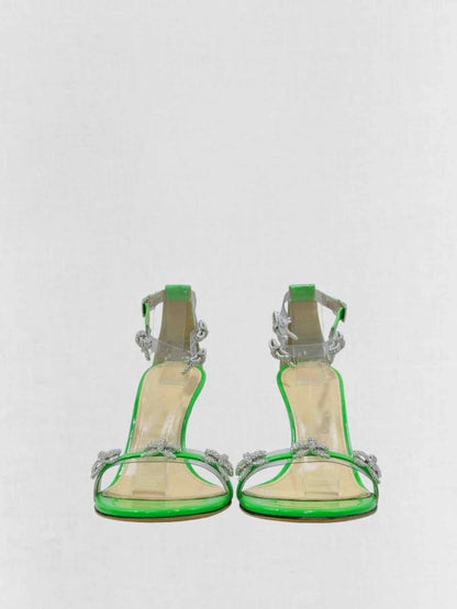 Pre - loved MACH & MACH Green Bow Size EU 38.5 Heeled Sandals at Reems Closet