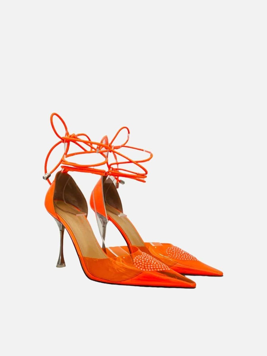 Pre - loved MACH & MACH Heart Crystal Orange Heeled Sandals 39 at Reems Closet