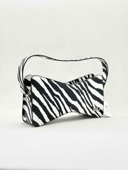 Pre - loved MACH & MACH Large Bow - shaped Black & White Shoulder Bag at Reems Closet