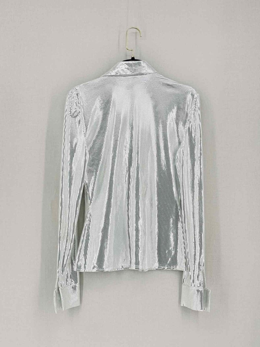 Pre-loved MACH & MACH Metallic Silver Embossed Size US 6 Jacket at Reems Closet
