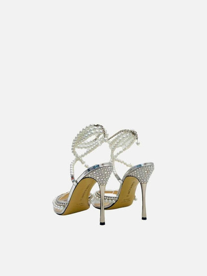 Pre - loved MACH & MACH Silver Heeled Sandals 38 at Reems Closet