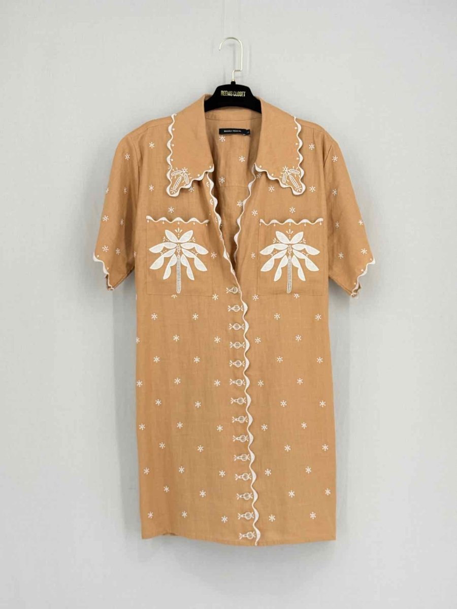 Pre - loved MAGALI PASCAL Beige & White Size US 10 Short Dress at Reems Closet