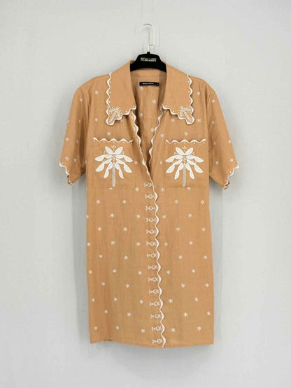 Pre - loved MAGALI PASCAL Beige & White Size US 10 Short Dress at Reems Closet