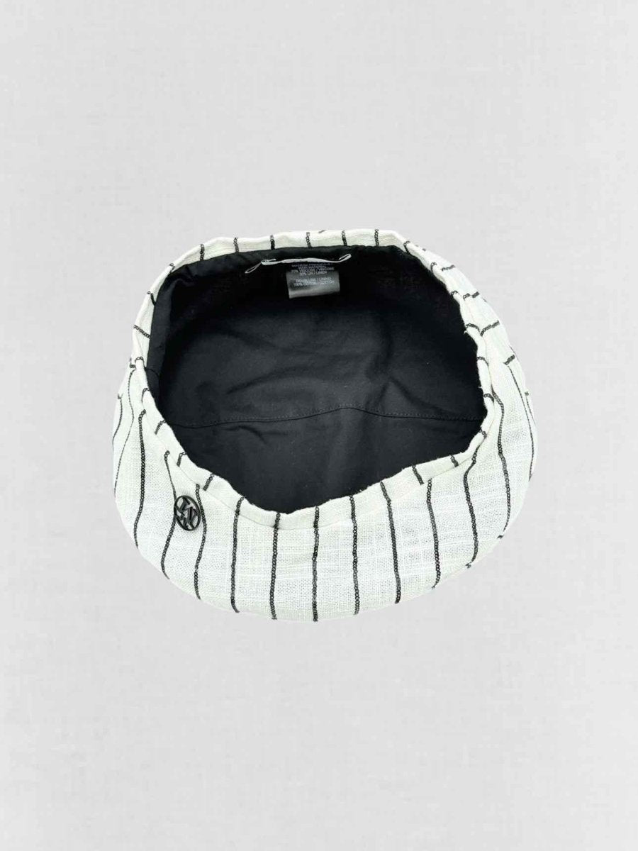 Pre - loved MAISON MICHEL White & Black Striped Beret at Reems Closet