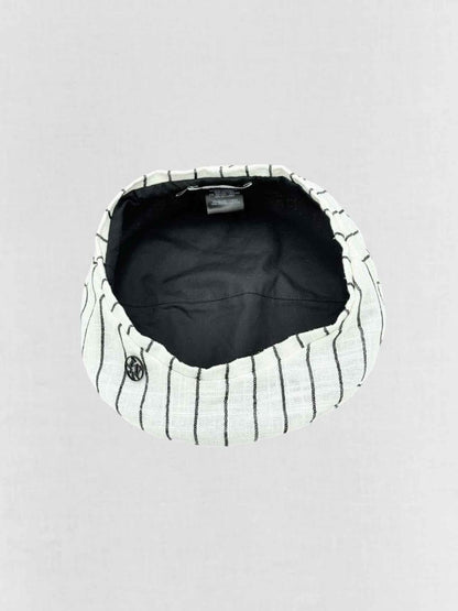 Pre - loved MAISON MICHEL White & Black Striped Beret at Reems Closet
